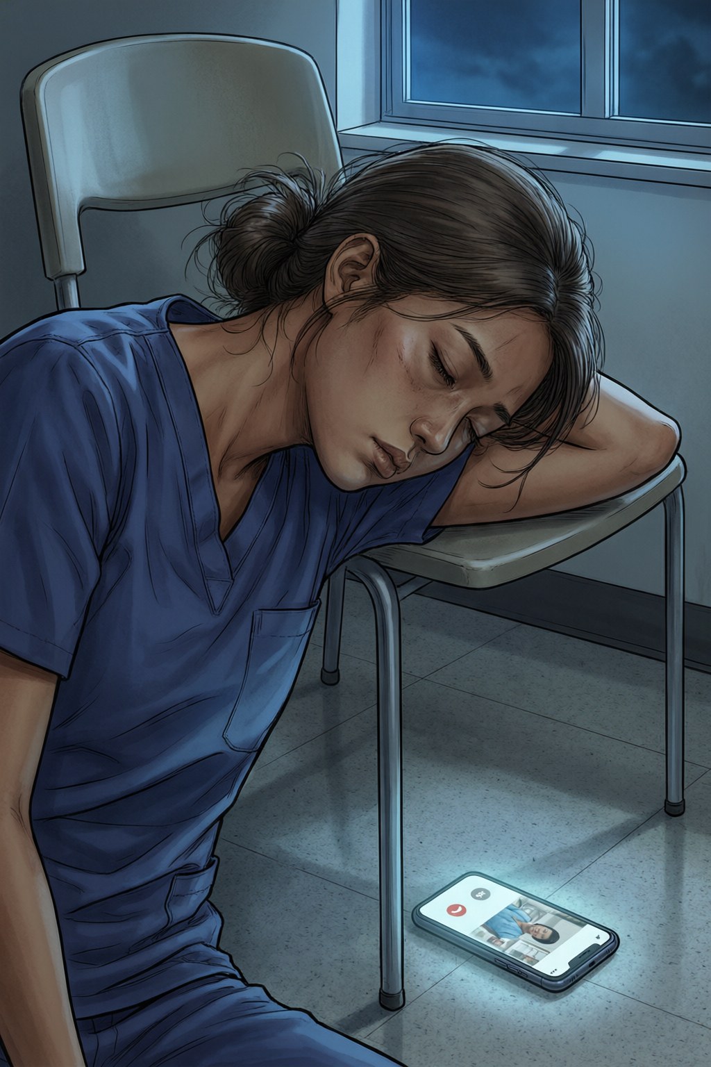 Natulog si Amelia sa break room habang tumutunog ang phone